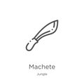 machete icon vector from jungle collection. Thin line machete outline icon vector illustration. Outline, thin line machete icon