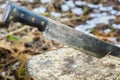 Machete stuck in stump Royalty Free Stock Photo