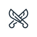 machete vector icon. machete editable stroke. machete linear symbol for use on web and mobile apps, logo, print media. Thin line Royalty Free Stock Photo
