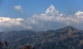 The Machhapuchhre (Fishtail) towering above the foothills