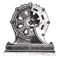 Machine AC and division, Mr. Gram, vintage engraving