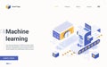 Machine ai learning process, cyber technology isometric landing page, solving problem Royalty Free Stock Photo