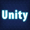 Machine code languages in neon style. Programming concept in blue.  Unity on binary code background for your design. External glow Royalty Free Stock Photo