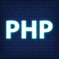 Machine code languages in neon style. Programming languages concept. PHP on binary code background. Royalty Free Stock Photo