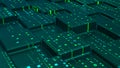 Flow of binary code in blockchain cyberspace. Big data analytics and information privacy. Peer-to-peer computer network