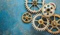 Machine cogs on a blue background.