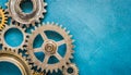 Machine cogs on a blue background.