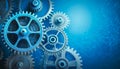 Machine cogs on a blue background. Royalty Free Stock Photo