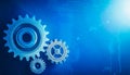 Machine cogs on a blue background. Royalty Free Stock Photo