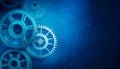 Machine cogs on a blue background. Royalty Free Stock Photo