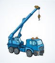 Machine with crane. Vector drawing Royalty Free Stock Photo