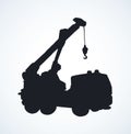 Machine with crane. Vector drawing Royalty Free Stock Photo