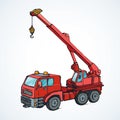 Machine with crane. Vector drawing Royalty Free Stock Photo