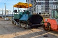 Machine for creating improved coverage on the road. asphalt concrete plant for highway construction. smooth and beautiful, safe