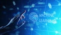 Machine Deep learning algorithms and AI Artificial intelligence. Internet and technology concept on virtual screen.