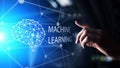 Machine Deep learning algorithms and AI Artificial intelligence. Internet and technology concept on virtual screen. Royalty Free Stock Photo