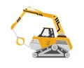 Machine for the destruction of buildings. Yellow excavator. Isolated on white background. Special equipment Royalty Free Stock Photo