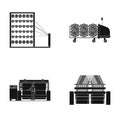 Machine, equipment, spinning, and other web icon in black style., Appliances, inventory, textiles icons in set