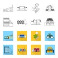 Machine, equipment, spinning, and other web icon in outline,flat style., Appliances, inventory, textiles icons in set