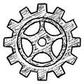 Machine gear drawing. Mechanical cogwheel. Settings symbol