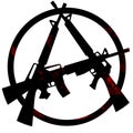 Machine gun anarchy, anarchy, anarchist symbol. black red on a white background