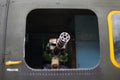 Machine gun in the army helicopter Royalty Free Stock Photo