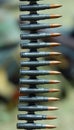 Machine gun bullets ready to be fired during the war exercise Royalty Free Stock Photo