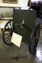 Machine gun of the Maxim system, model 1889. on a carriage-type machine in the museum hall. St. Petersburg