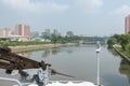 Machine gun on the ship Pueblo in background Pyongyang