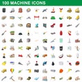 100 machine icons set, cartoon style Royalty Free Stock Photo