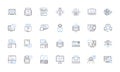 Machine intelligence line icons collection. Automation, Robotics, Algorithms, Neural nerks, Deep learning, Optimization Royalty Free Stock Photo