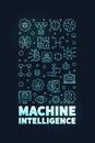 Machine Intelligence vertical thin line colored banner. ML Technology concept illustration