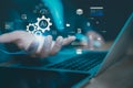 Machine learning AI agents concept with artificial intelligence automation, neural network processing, intelligent algorithms, Royalty Free Stock Photo