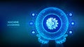 Machine learning. AI Artificial Intelligence. Data mining, Big Data, algorithm, neural network. 3D sphere with surface of hexagons Royalty Free Stock Photo