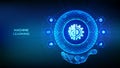 Machine learning. AI Artificial Intelligence. Data mining, Big Data, algorithm, neural network. 3D sphere with surface of hexagons Royalty Free Stock Photo