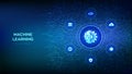 Machine learning. AI Artificial Intelligence. Deep learning. Data mining, Big Data, algorithm, neural network. Background with