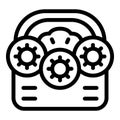Machine learning algorithm generating insights with cogwheels turning