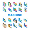 machine learning algorithm model icons set vector