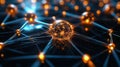 machine learning algorithm visualized as a complex neural network, glowing nodes and connections, photo-realistic, high resolution Royalty Free Stock Photo