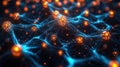 machine learning algorithm visualized as a complex neural network, glowing nodes and connections, photo-realistic, high resolution Royalty Free Stock Photo
