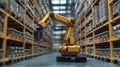 Machine learning algorithms improving warehouse operations with robotic automation in action Royalty Free Stock Photo