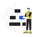 Machine learning algorithms line concept vector spot illustration Royalty Free Stock Photo