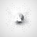 Machine Learning, Artificial Intelligence, Cloud Computing and Networks Design Concept with Geometric Network Mesh Royalty Free Stock Photo