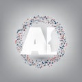 Machine Learning, Artificial Intelligence, Cloud Computing and Networks Design Concept with Network Mesh Ring and AI Label Royalty Free Stock Photo