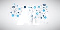 Machine Learning, Artificial Intelligence, Cloud Computing and Networks Design Concept with World Map, Network Mesh Royalty Free Stock Photo
