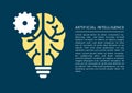 Machine learning and artificial intelligence concept with brain and light bulb icon