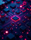Machine learning, Big data analysis, AI microchip on electric circuit board, artificial intelligence