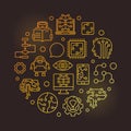 Machine Learning circular vector golden line illustration