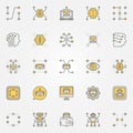 Machine learning colorful icons set