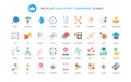 Machine learning, data analysis trendy flat icons set, algorithm, automatic smart process Royalty Free Stock Photo